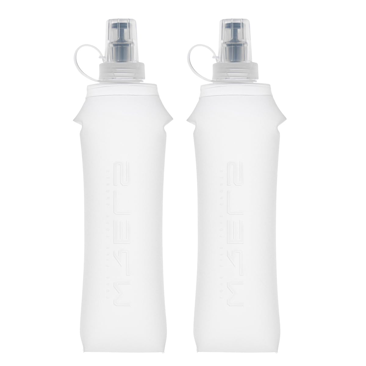 WRELS 2x 500ml Soft Flask Running Bottles BPA Free Collapsible Water Bottle for Running Vest Portable Folding Hydration flask for Traveling Hiking Marathon Cycling