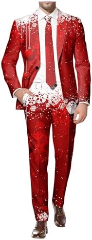 Costume de Noël homme 2 pièces – Veste de costume imprimée à manc...