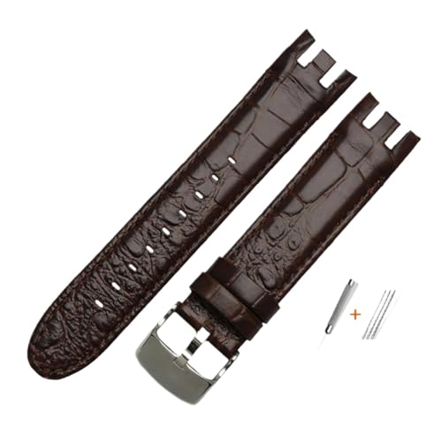 Bracelet de montre en cuir Swatch YRS403 double convexe chic pour homme 21mm