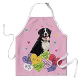 GABSHAIM Bernese Mountain Dog Chef Apron Pink Heart Valentines Wedding S-2