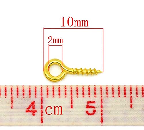 100 pcs. Gold Plated Screw Eyes Bails Top Drilled - 10mm x 4mm