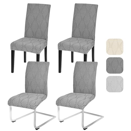 Alishomtll Dining Chair Covers Set of 4 Stretch Chair Slipcovers Universal for Swing Chair Jacquard Removable Washable Dining Room Chair Protector for Banquet Wedding Ceremony (Dark Grey, 4 pcs)