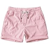 JOTOOK Men's Casual Drawstring Corduroy Shorts Elastic Waist Summer Shorts with Pocket Small LightPink