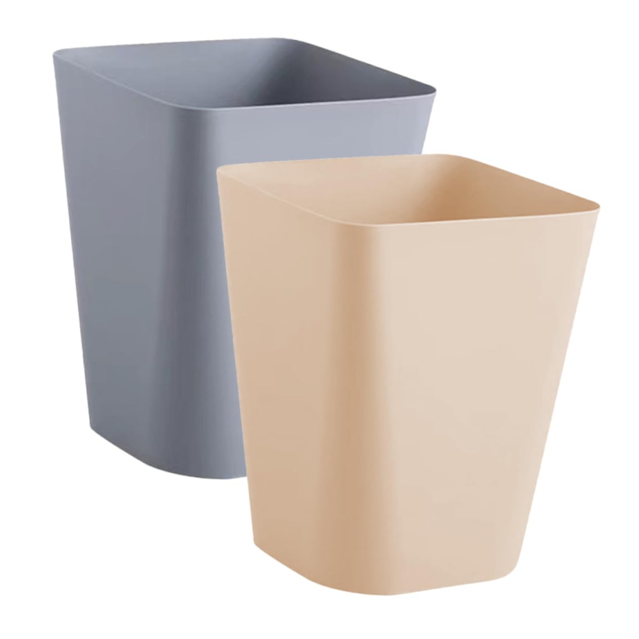 Large Square Trash Can 2 Pcs Hotel Trash Bins Smooth Interior Plastic for Home Office and Restaurant