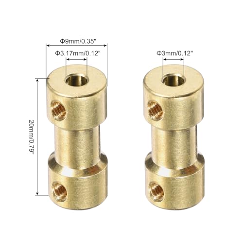 QUARKZMAN 6 Stück 3,17 mm bis 3 mm Messing Wellenkupplung Verbindungsstück mit Schrauben und Sechskantschlüssel Flexibler Motorwellenkupplung für Autoreifenwellenmotor