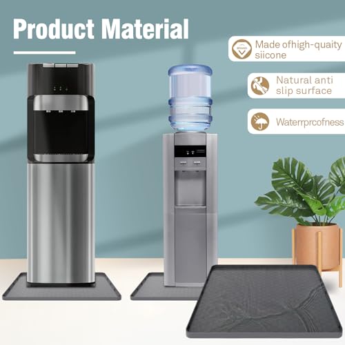 Image of Water Cooler Mat - (22 inch x 19 inch) Non-Slip Water Cooler Dispenser Mat with Raised Edges for Floor Protection, Under Water Cooler Dispenser Mat, Great for Bedrooms,Kitchens, Offices, Bars (Gray)