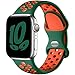 Produktbild Upeak Sport Armband Kompatibel mit Apple Watch Armband 44mm 45mm 42mm, Atmungsaktiv Silikon Doppelloch Schnappschnalle Band, für iWatch Series 8 7 6 5 4 3 SE, 42mm/44mm/45mm-M/L, Dunkelgrün/Orange Rot