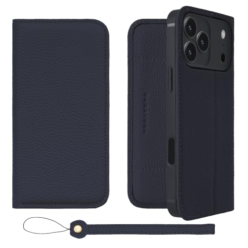 HANATORA for iPhone 17ProMax �P�[�X �蒠�^ �{�v �X�}�z�P�[�X �X�}�z �X�^���h �X�g���b�v �t�� �V�������N�J�[�t���U�[ �x���g�Ȃ� �}�O�l�b�g�Ȃ� �l�C�r�[ H1SPA-17ProMax-Navy �M�t�g �a���� ���� �j