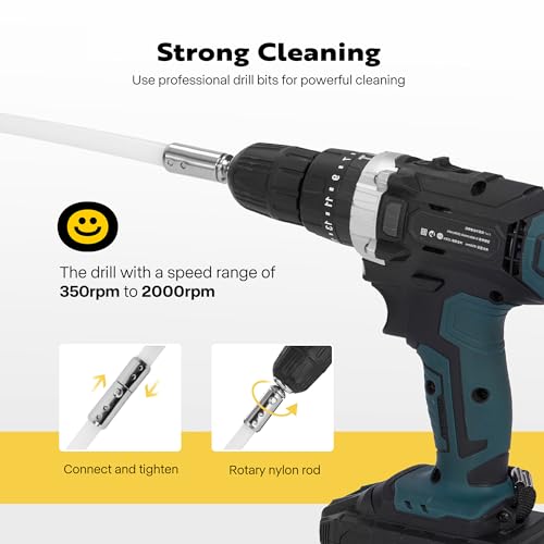 image for VIVOHOME 30 FT Chimney Sweep Cleaning Brush Tool Kit Rotary with 9 Rei