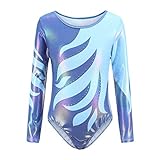 Ukyzddio Girls Flame Beads Long Sleeve Gymnastics Leotards Ballet Dance Metallic Leotards Unitards B