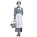 LTAKK Colonial Dress Women Prairie Pioneer Dresses Floral Pilgrim Costume, Blue, Small