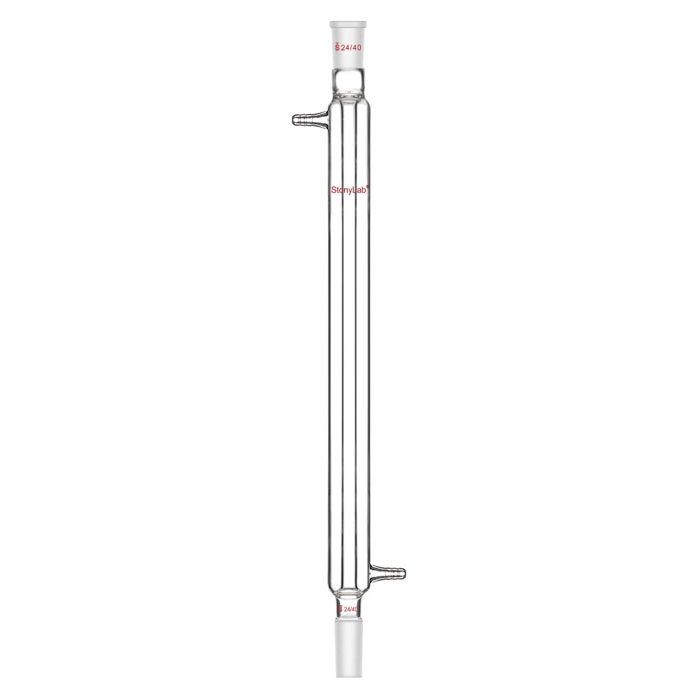stonylab Condensador de Liebig de Vidrio de Borosilicato con Condensador de Vidrio de Laboratorio con Longitud de Chaqueta de 400 mm para Juntas 24/40
