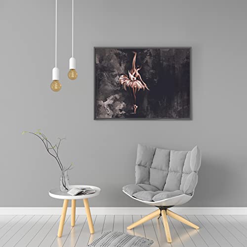 Framed Canvas Print Wall Art For Bedroom Living Room Bathroom Office Decor, Abstract Watercolor Painting Ballerina Dance On A Textured Background, Black Aluminum Alloy Framed, 12 X 16 Inches #TOP5