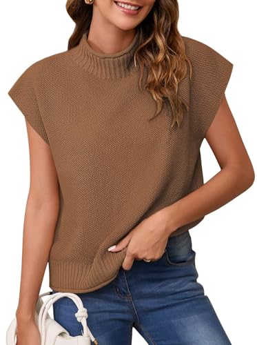 Pink Queen Women Knit Tops Mock Neck Sweater...