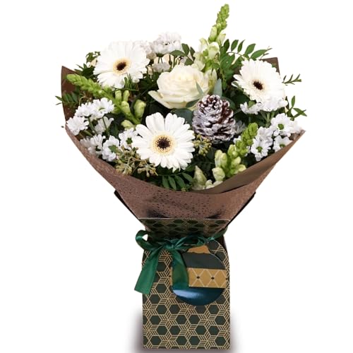 Let It Snow Flower Bouquet, Beautiful Fresh Flowers, Perfect for Christmas, Birthdays, Anniversaries and Thank You Gifts.