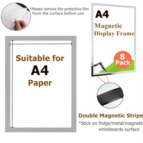 Cadre magnétique transparent A4 argenté pour ranger vos plannings