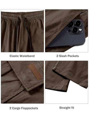 Image of Comdecevis Men's Casual Cargo Pants Workout Joggers Stretch Sweatpants Hiking Drawstring Tactical Pants with Multi Pockets