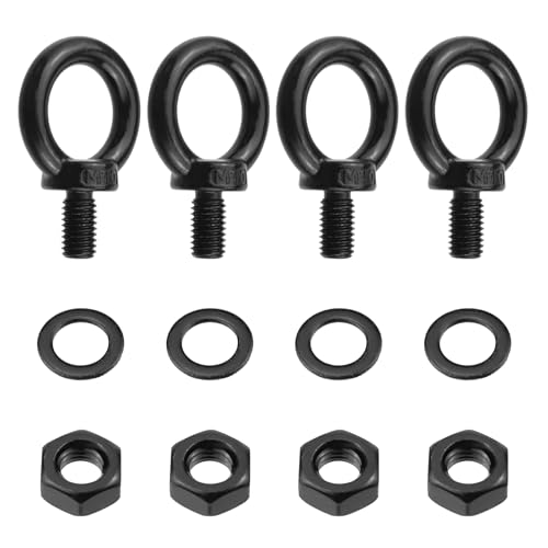 Image of Antrader Eye Bolts with Nuts,M10 Machinery Shoulder Lifting Eye Bolt,Black | Black Marine Grade Eyebolt for Hanging Heavy Duty Rigging Hardware