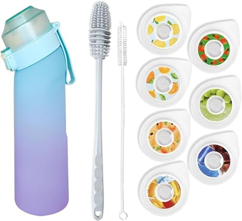 Générique Gourde Sport, avec Lot de 7 capsules aromatiques pour bouteille d'eau, Pods parfumés pour eau aromatique 0 sucre,Sans BPA,bouteille d'eau étanche pour gym,course à pied Camping et randonné