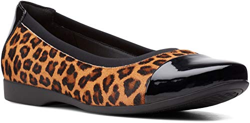 Clarks Women's Un Darcey Cap 2 Ballet Flat, Leopard Print Pony, 7.53