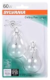 Sylvania 60 Watt Ceiling Fan Light Bulbs 2 Pack - A15 Incandescent Candelabra Light Bulbs 60 Watt, Dimmable E12 Small Base 60W Bulbs, 120V Clear Warm White