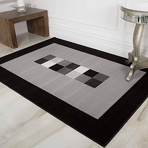 Image of Mordern Design Handmade Tufted Carpet Pure Woollen Export Quality Carpet for Living Room, Bedroom Hall [ Size 12 x 15, Color Grey Black ]