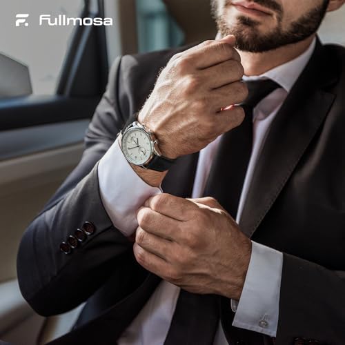 Fullmosa 2 Pack 22mm Leather Watch Bands Quick Release Watch Strap for Men Women, Soft Replacement Strap Wristband with Stainless Steel Buckle,22mm Saddle Brown&Silver/Black&Silver