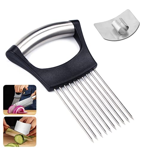 Onion Holder, Best Utensils Stainless Steel Onion Holder,Multipurpose Kitchen Tool Vegetable Potato Cutter Slicer,Aid Gadget Cutting Chopper