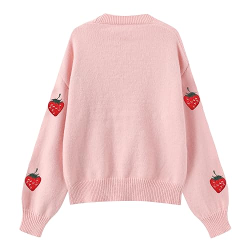 Women's Cute Strawberry Embroidered Knitted Cardigan Sweet Kawaii Button Line Y2K-Line2