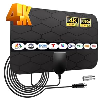 Portable Antenna TV, Digital Television Antenna for Smart/Old,Local Channels,Support 4K 1080P,Amplifier Signal-Booster,10ft Coaxial Cable, HD TV Antenna Indoor