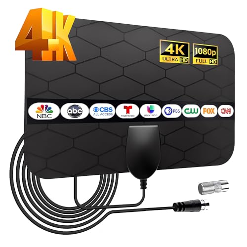 Portable Antenna TV, Digital Television Antenna for Smart/Old,Local Channels,Support 4K 1080P,Amplifier Signal-Booster,10ft Coaxial Cable, HD TV Antenna Indoor
