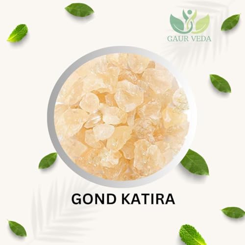 Image of GAURVEDA Premium Gond Katira + Water Bottle - Tagracanth - Astragalus Gummifer - Pure & Natural (100 Grams, Gond Katira + Water Bottle)