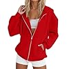 Hoodies For Women Oversized Hoodie Zip Up Sweatshirts Casual Loose Ladies Hoodie Soft Comfortable Oversized Pullover With Pockets Ladies Long Sleeve Fashion Coats (4-Red, XXXL) #1