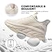 ALLSWIFIT Women's Slip On Walking Shoes Running Comfortable Tennis Breathable Non Slip Athletic Gym Workout Cross Training Fashion Sneakers,Size 9,Ivory,SARR034W