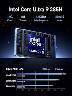 MINIS FORUM M1 Pro-285H Mini PC, Intel Core Ultra 9 285H (16C/16T, Jusqu’à 5,4GHz), 32 Go DDR5, 1 to SSD PCIe 4.0, USB4, Raid, OCuLink, Wi-FI 7, BT 5.4, Affichage 4K Quad