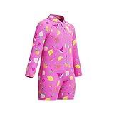Speedo Long Sleeve Print Zipped One Piece Schwimmanzug für Unisex Kinder, Rosa, 9-12 Jahre