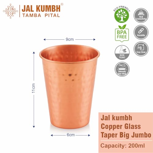 Image of Pure Copper Glasses Tapper Big Jumbo Water Glass Pure Tamba Glass for Drinking & Serving Water Tumbler-350 ML