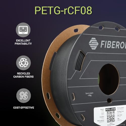 Image of Polymaker Fiberon PETG-RCF Filament Black 1.75mm 0.5kg, Recycled Carbon Fiber Reinforced PETG 3D Printing Filament Ideal for Drone and Automotive Products