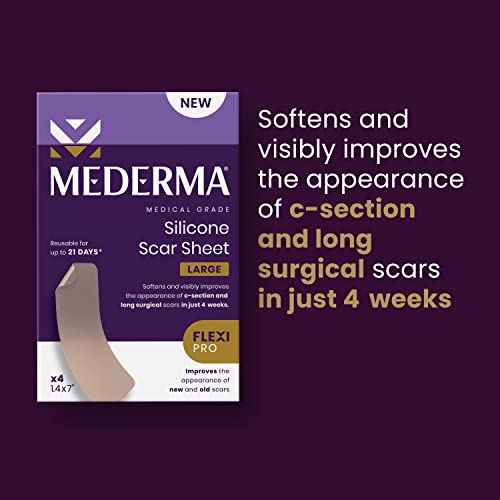 Mederma Medical Grade Silicone Scar Sheets; Improves The Appearance Of Old And New Scars; For Injury, Burn And Surgery Scars, 4 Count #TOP3