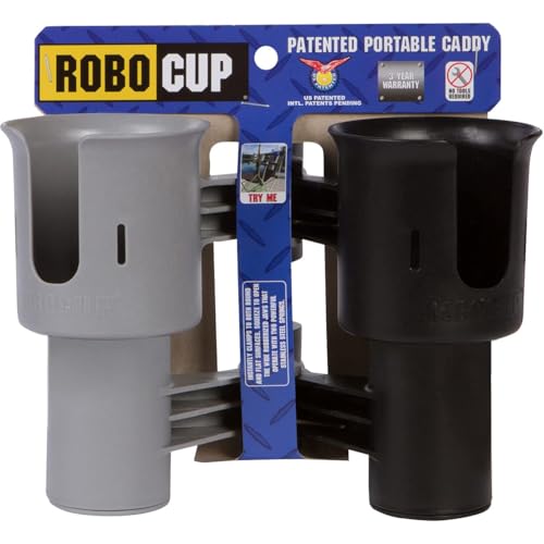 ROBOCUP, (Black & Gray), Best Cup Holder for Drinks, Fishing Rod/Pole, Boat, Beach Chair, Golf Cart, Wheelchair, Walker, Drum Sticks, Microphone Stand