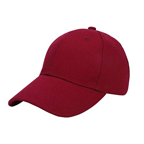 ITODA Baseball Cap Junge Mädchen Basecap Baumwolle Kinder Snapback Kappe Sommer Sonnenschutz Baseballkappe Einstellbar Atmungsaktiv Baseballmütze Einfarbig Casual Kindercap für Draußen Reise Weinrot