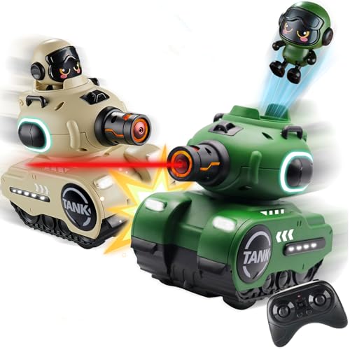 OBEST 2 Piezas Control Remoto de Combate Coche, 2.4 GHz RC Batalla Carro Cisterna, 360° Giratorio Vehículo Deriva con Luz LED y Música, Catapulta de Coche Cisterna Juguete para 6+ Años Niños/Niñas