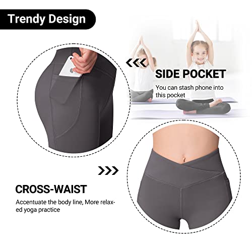 MIRITY Meninas Calças de Ioga Bootcut com Bolsos – Leggings de Dança Em V Cruzado de Cintura Alta pa