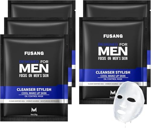 Fusang 5 Pcs Mens Facial Sheet Mask,Hydrating Face Masks Skincare