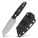 Vosteed EDC Fixed Blade Knife - 3.99’’ Nitro-V Blade with Sheath, Sheepsfoot, Black Micarta Handle - Great Knives for Camping Hiking - Mink D0103