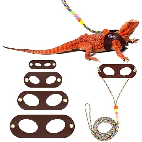 LIKZINWA Bearded Dragon Lizard Leash Harness,4 Size Pack Adjustable Small Animal Harness for Reptile and Small pet Cover