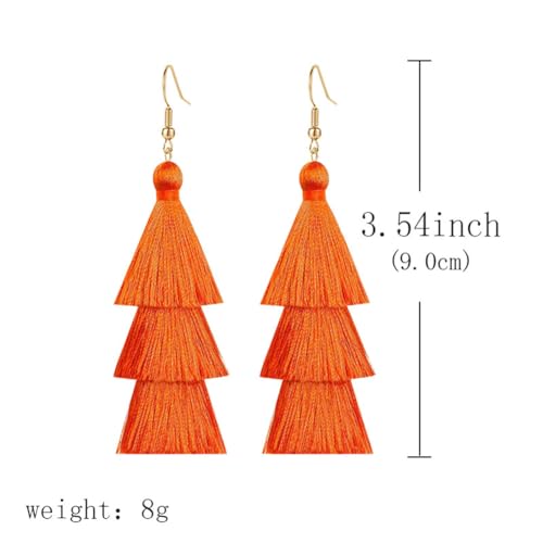 3 Tier Layered Colorful Tassel Earrings Bohemian Big Dangle Drop Fashion Jewelry Earrings for Women Valentine Birthday Party.2