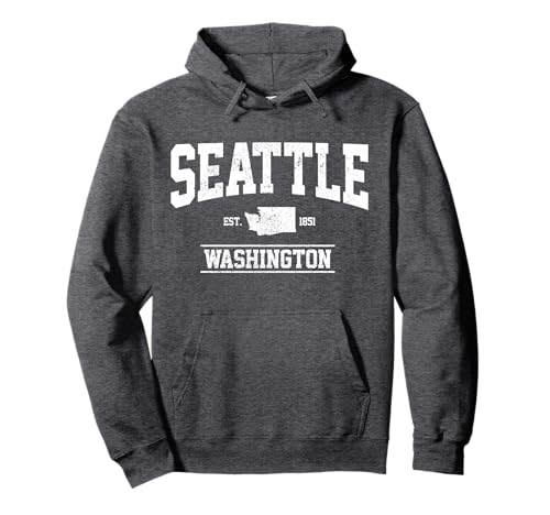 Seattle Washington Est. 1851 State Map Souvenir Gift Pullover Hoodie