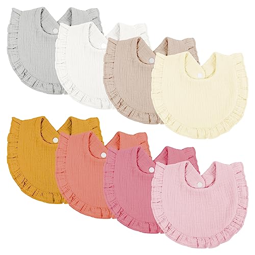 Image of Omisy 8 Pack Baby Bibs, Drooling Toddler Cotton Snap Bibs for 2-36 Months Baby Girls and Boys, Absorbent Teething Bibs
