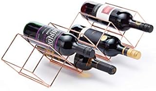BarCraft Stackable Small Wine Rack, Metal, Copper Finish, 7 Bottle Capacity